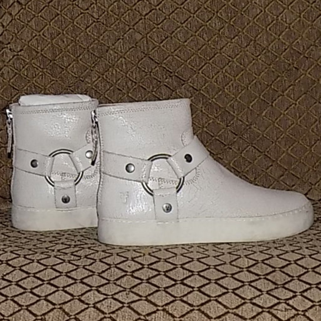 Frye Lena Harness Boot Off White Leather Us 6.5